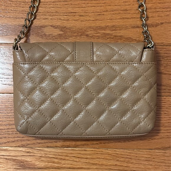 Jaeger Quilted Leather Bag Beige Tan Small Clutch Crossbody Kate Middleton Pippa - Picture 11 of 16